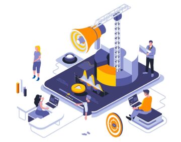 digital-marketing-isometric-design-vector-bloackchain
